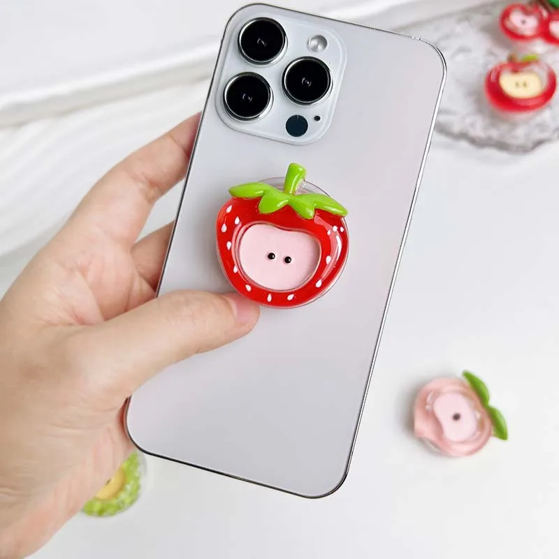 Фото Симпатичный держатель для мобильного телефона серии Fruit, полимерный материал, красное яблоко, розетка для iPhone, Samsung, складная подставка для телефона, ленивый кронштейн №2
