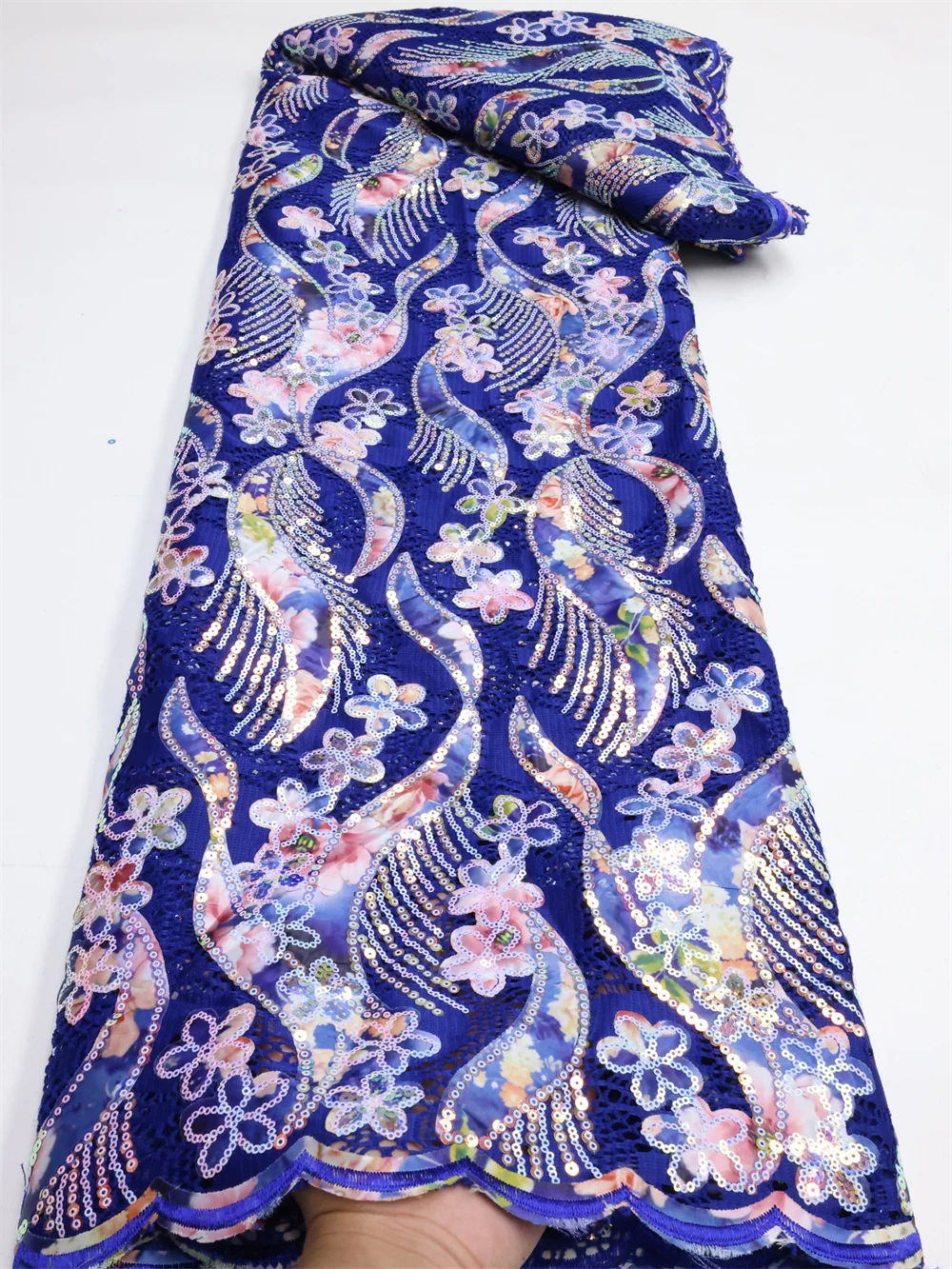 

Latest African Velvet Sequined Lace Fabric 2022High Quality Embroidery Nigerian French Mesh Lace Fabric For Wedding Dress LY1478