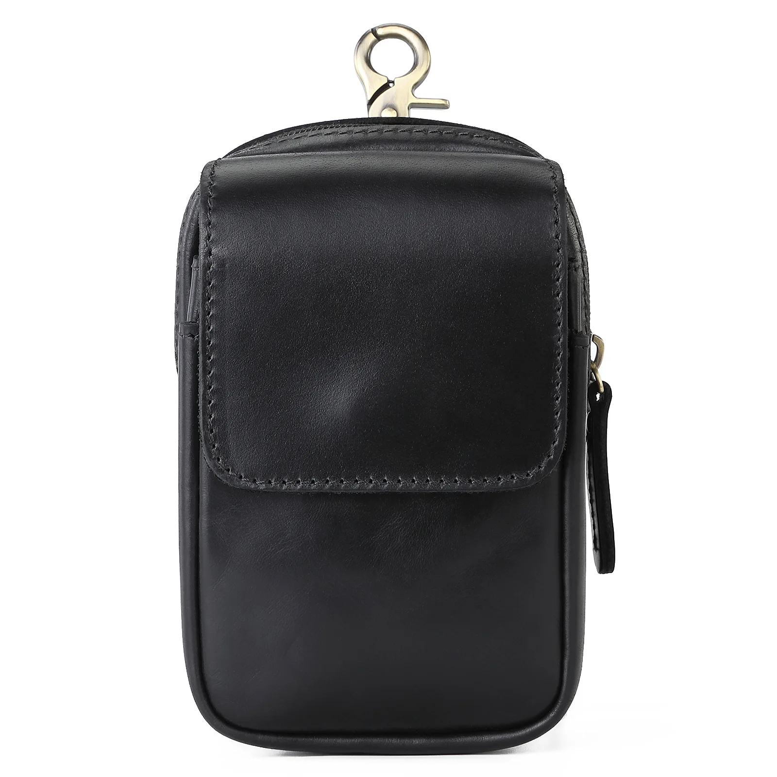 100% Cowhide Free Custom Name Waist Bag for Men Crazy Horse Genuine Leather Phone Pouch Outdoor Hanging Bag with Belt Fanny Pack