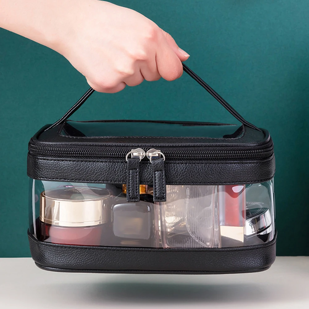 

Прозрачные сумки для макияжа, вместительная сумка из ПВХ для мытья, многофункциональная водонепроницаемая сумка для туалетных принадлежно...