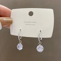 korean fashion earings hot silver light luxury white zircon drop earrings for womens jewelry wedding party gifts