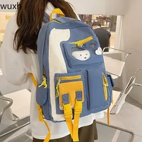 cute candy colored student bag kawaii laptop backpack solid color large capacity travel bag school backpack for college students