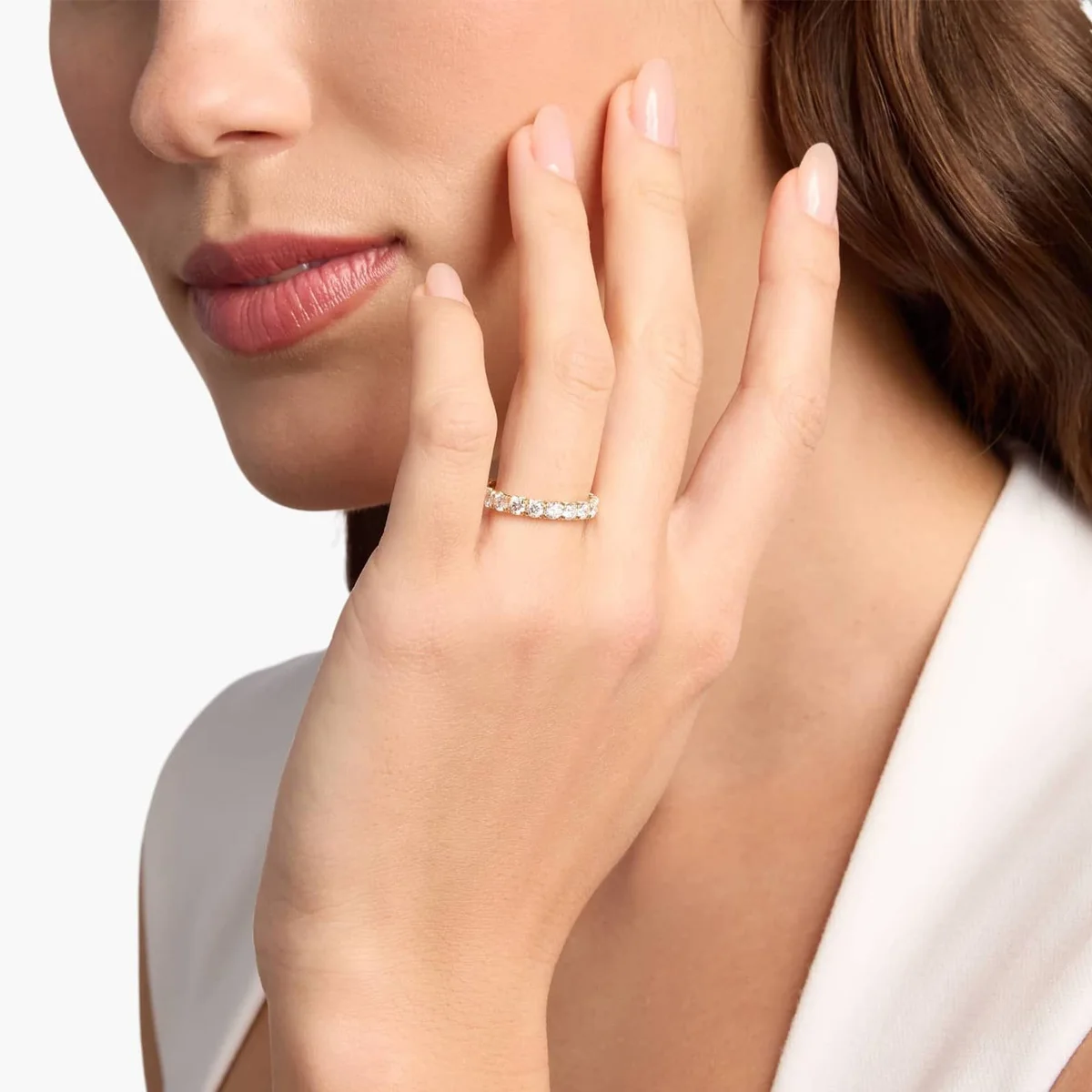Фото Dae Vonca 9K/14K/18K желтое золото всего 2ct классическое кольцо с бриллиантом Eternity в лаборатории для подарка на день рождения №4
