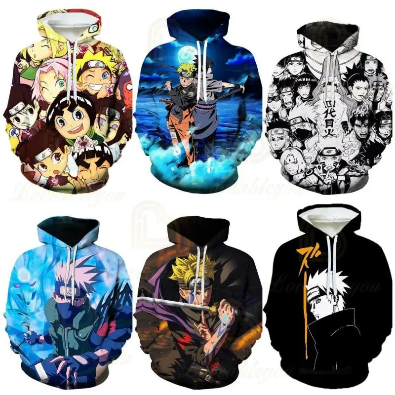 

2023 Children's New Anime Naruto Hoodie Children's Clothing Men's and Women's Long Sleeve Sweatshirt Kids Cartoon Casual Hoodie