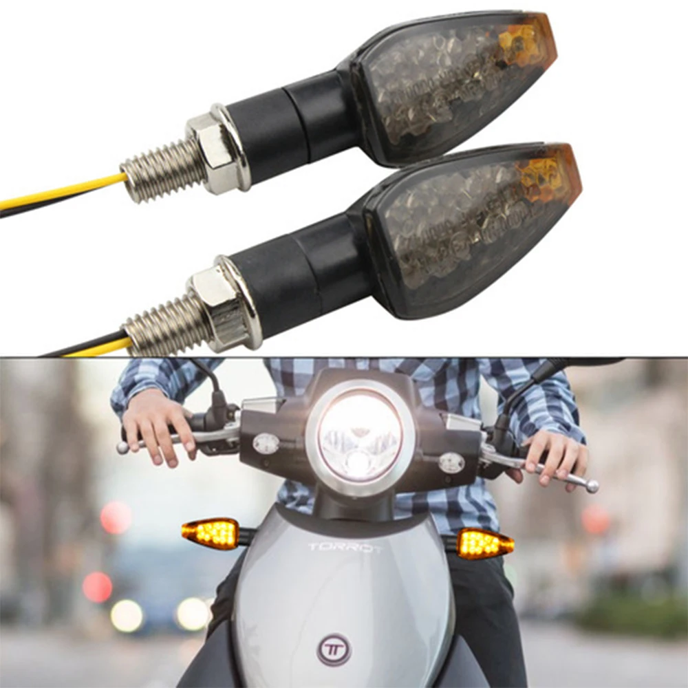 

LED Motorcycle Universal Turn Signals Long Short Turn Signal Indicator Lights Blinkers Flashers Amber Color Accessories