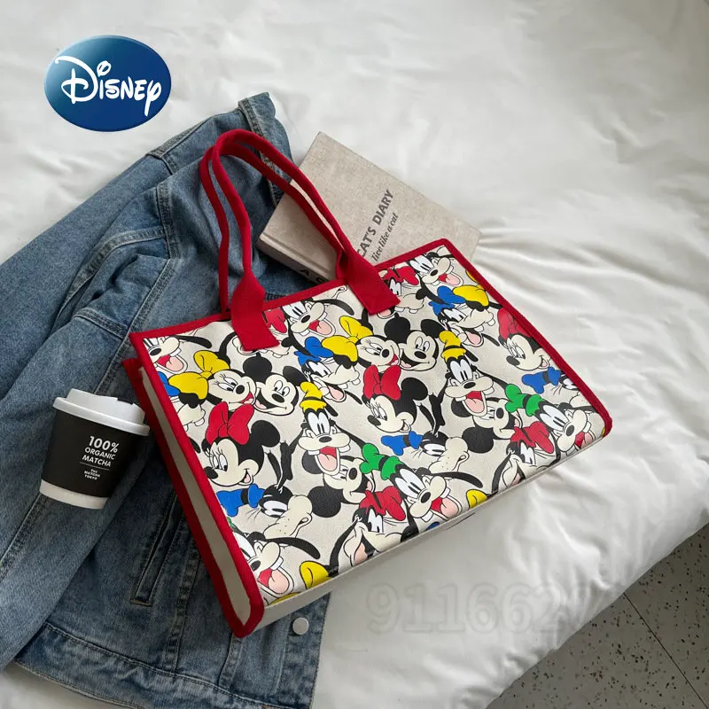 Disney Mickey New Women's Shoulder Bag Luxury Brand Women's Handbag Cartoon Fashion Canvas Tote Bag Large Capacity High Quality