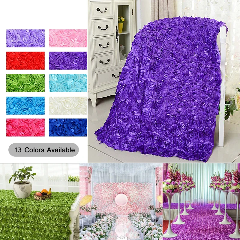 

1.45mx1yard 3D Satin Rose Lace Fabric Embroidered Apparel Sewing Tissue for Skirt Wedding Carpet Curtain Decoration