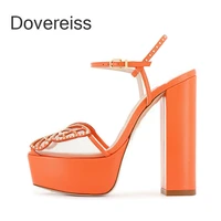 dovereiss 2022 platform orange sandals fashion womens shoes summer chunky heels consice elegant party shoes big size40 41 42 43