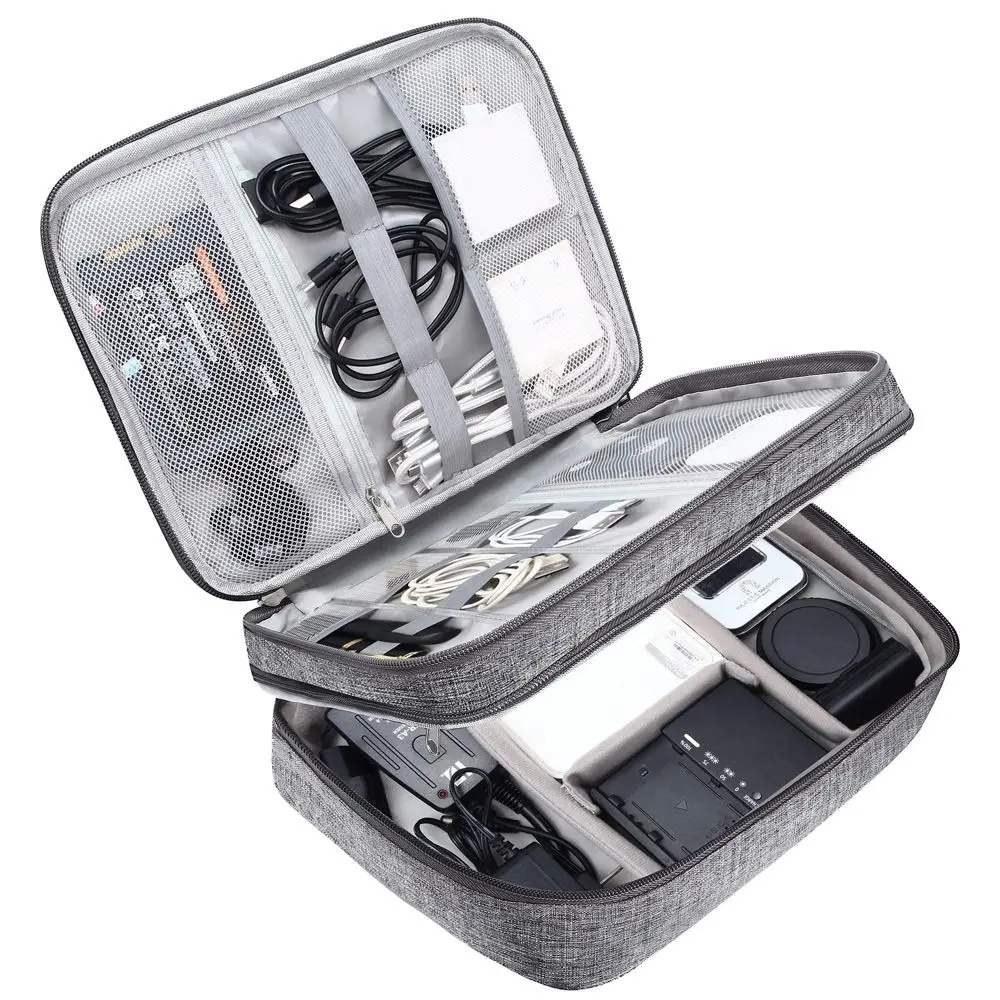 

Трехслойный шнур большой емкости, водонепроницаемый электронный органайзер для внешнего аккумулятора, сумка для хранения штекера и зарядного устройства, сумка для хранения кабеля