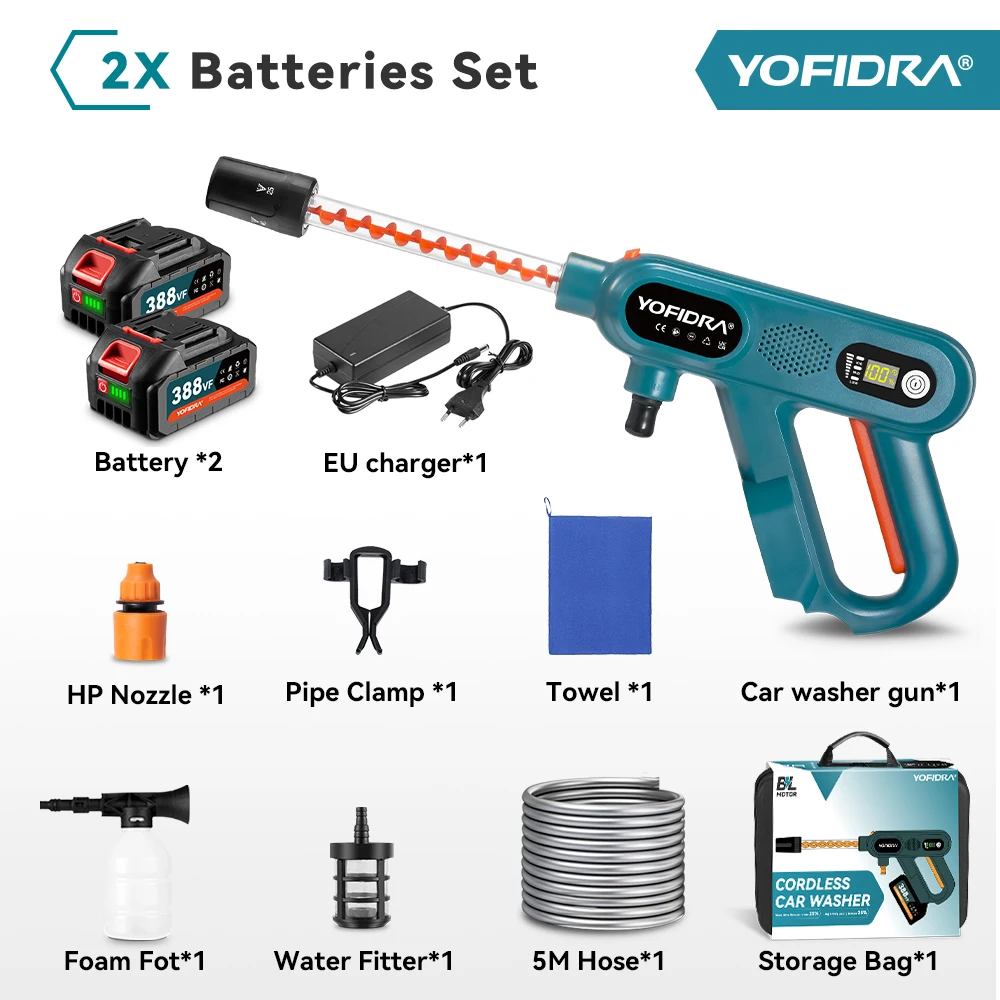 

YOFIDRA Бесщеточный Пистолет для Мойки Высокого Давления 220 Бар 3 Передачи