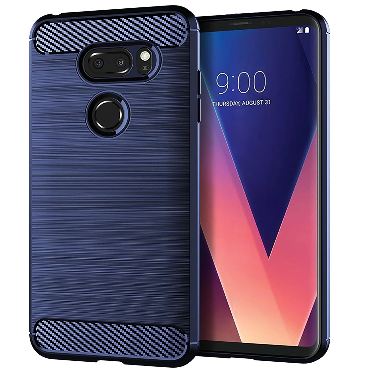 Мягкий чехол из углеродного волокна для LG V30 Plus V30S V35 V40 Thinq V34 isai Beat + Силиконовый