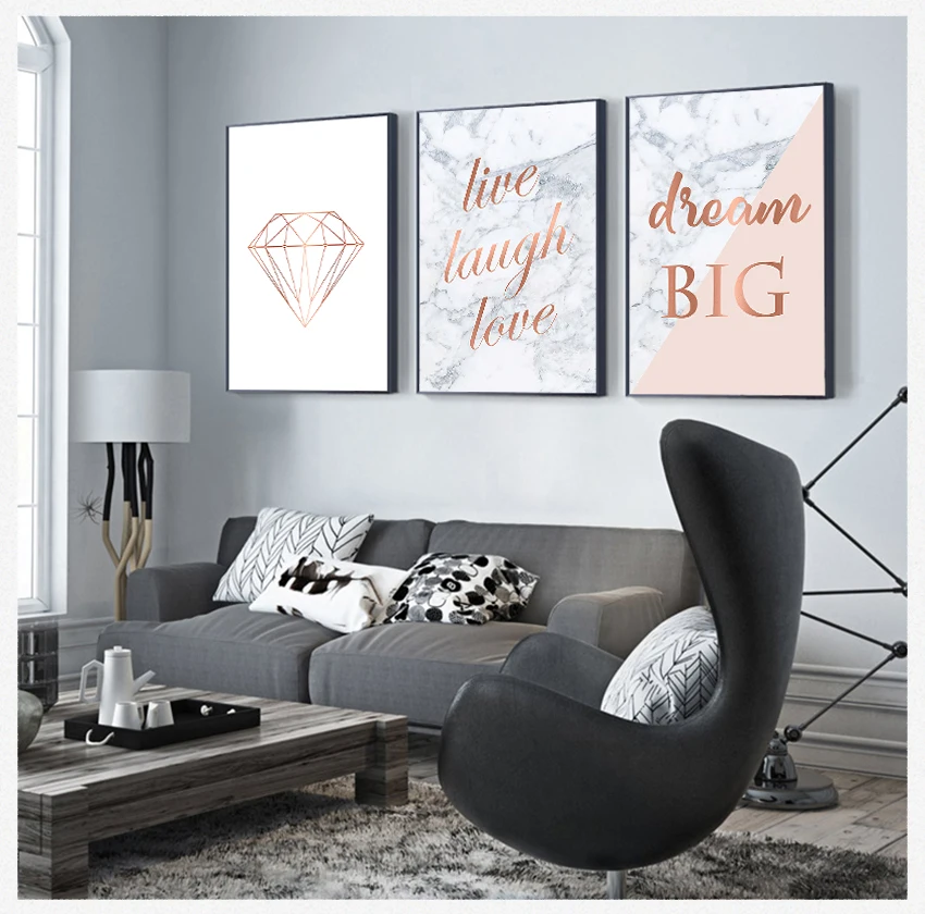 

Художественная живопись, алмазная стена, настенные картины для гостиной, розовая фотография, розовое золото, Canva