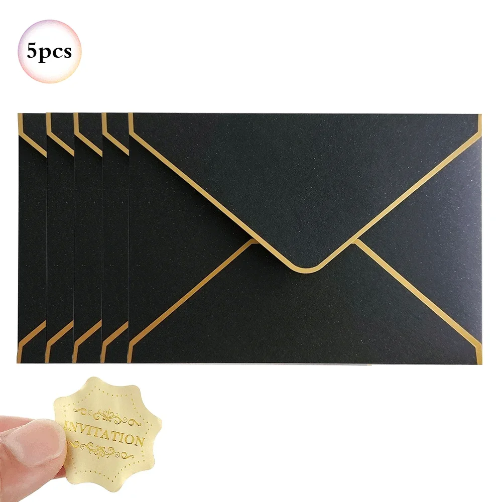 

Утолщенные конверты EsenTroye картон A7 золотая рамка