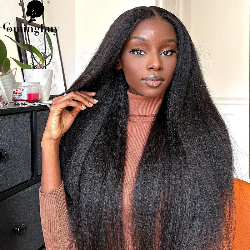 Full Lace Human Hair Wigs Italian Yaki HD Transparent Glueless Yaki Hair Lace Front Wig  Vietnamese Hair For Black Women Virgin