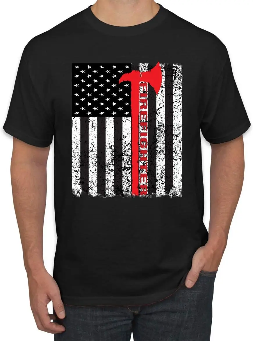 „American Strażacy” z czerwonym topórem i flagą Americana/American Pride” Męska koszulka graficzna