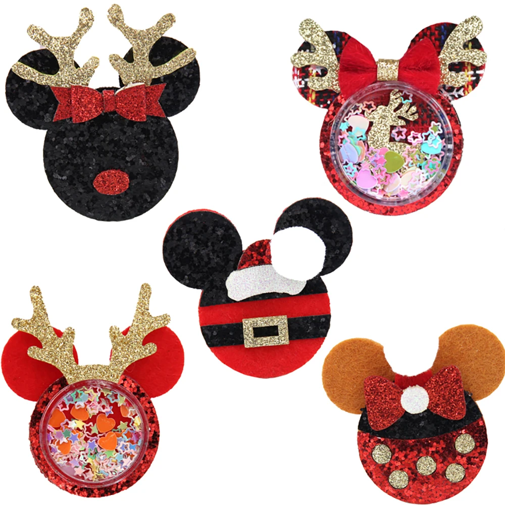 Блестящая мышь для рождественской вечеринки заколка волос аппликация