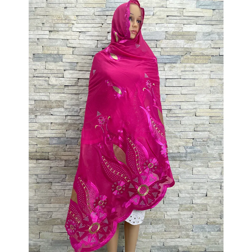

2023 Muslim Fshion Cotton Dubai Pitch Color Scarf Hijab Headtie Turban Scarf Circle Embroidery Big Size Cotton Shawls YOYO05