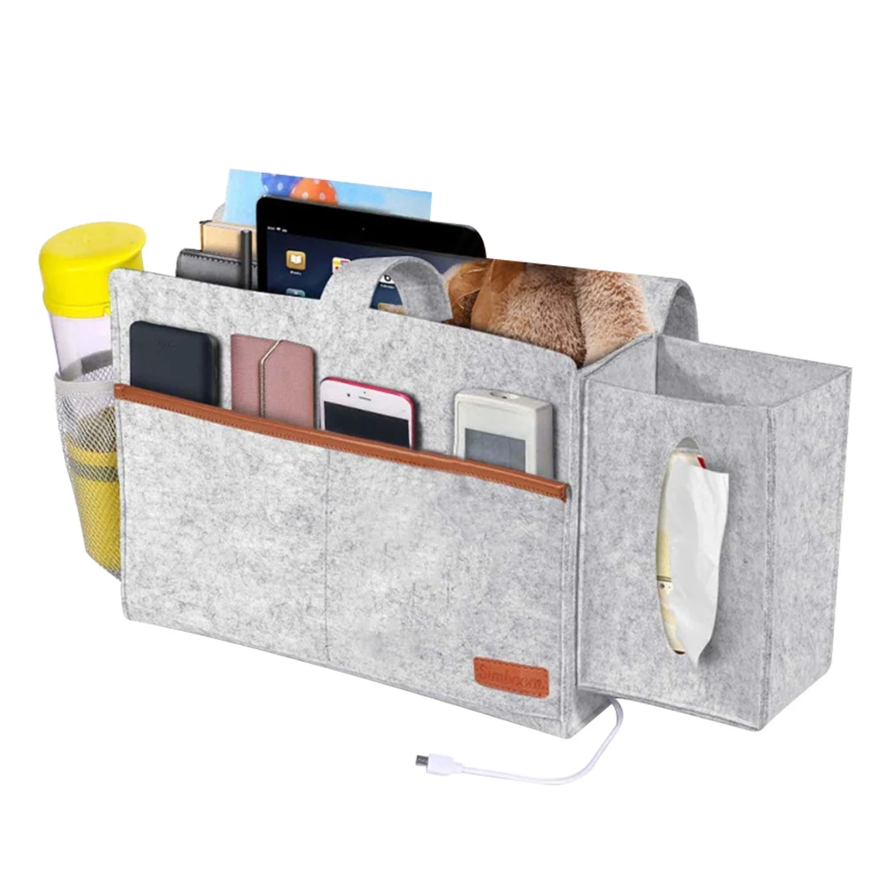 

Large Capacity Bedroom Dormitory Felt Hanging Storage Bag Space Saving With Tissue Box Desk For Phone Bed Organizer Bedside Bunk