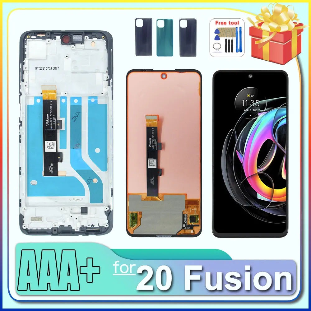 Фото AMOLED для Motorola Moto Edge 20 Fusion ЖК-дисплей, сменный преобразователь сенсорного экрана для Moto Edge 20 Lite, ЖК-дисплей с рамкой №1