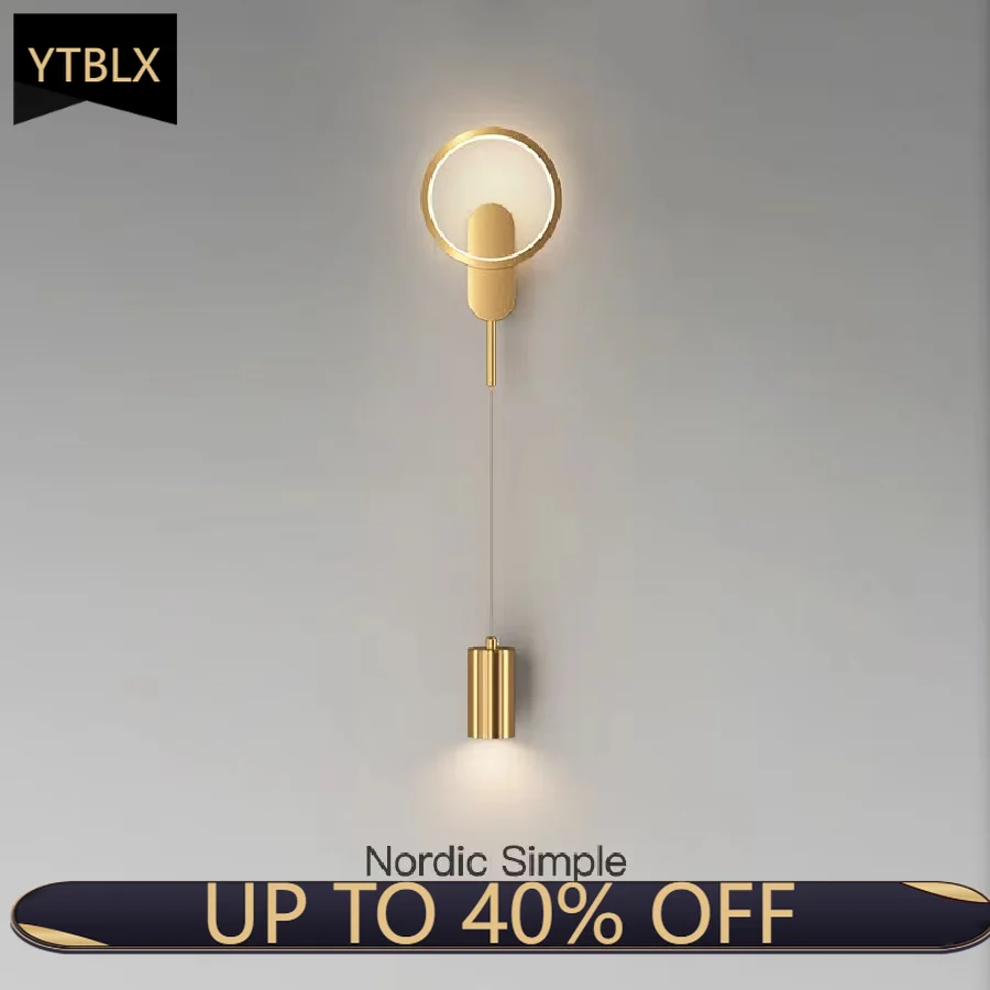 

Минималистичная настенная лампа в скандинавском стиле, декоративный светодиодный светильник для помещений, медное, золотое, черное прикро...