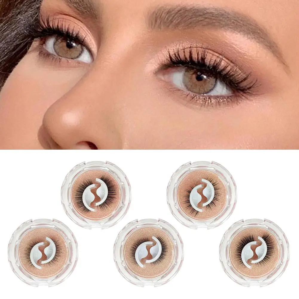 

1 Pair Reusable Self-Adhesive Eyelashes Natural Multiple Cosmetic False Eyelashes Self-adhesive Accessories Glue-free Rever W1N0