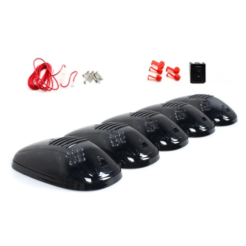 

Smoked 5Pcs 12 LED Cab Roof Running Marker Lights SUV Off Road Set