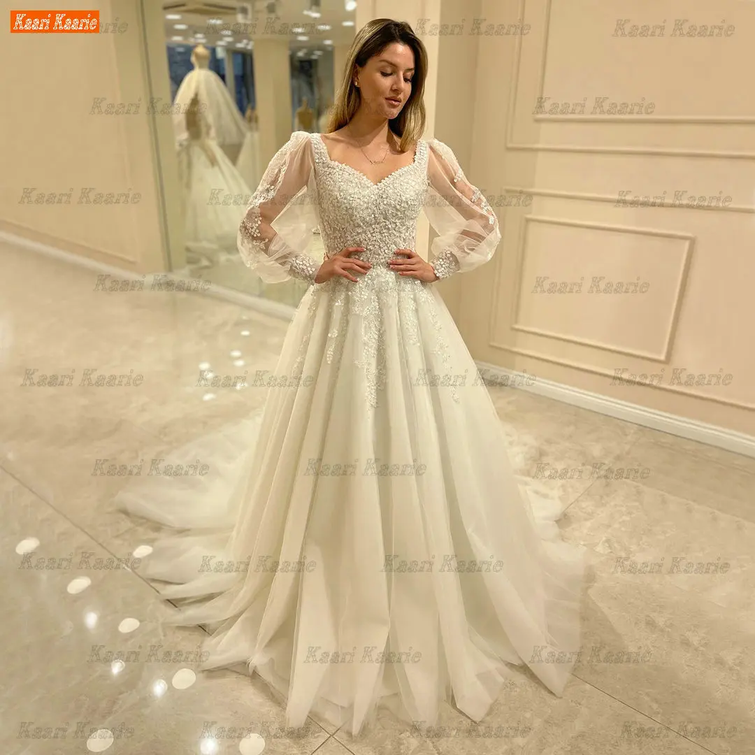 Женское свадебное платье с длинным рукавом Белое Атласное ТРАПЕЦИЕВИДНОЕ ПЛАТЬЕ