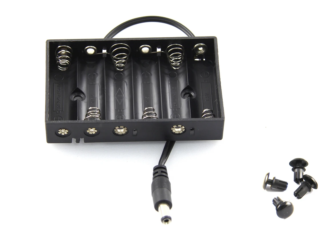 10PCS/LOT 9V Power Box 6xAA Battery Holder Case with DC 5.5x2.1 Connector Mate with Barrel Jack Connector