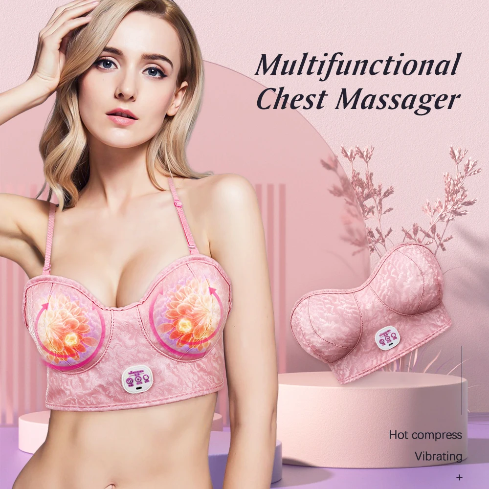 

Wireless Electric Chest Massager 5 Modes Vibration Breast Enhancement Massage Hot Compress Acupoints Stimulator Bra Massager