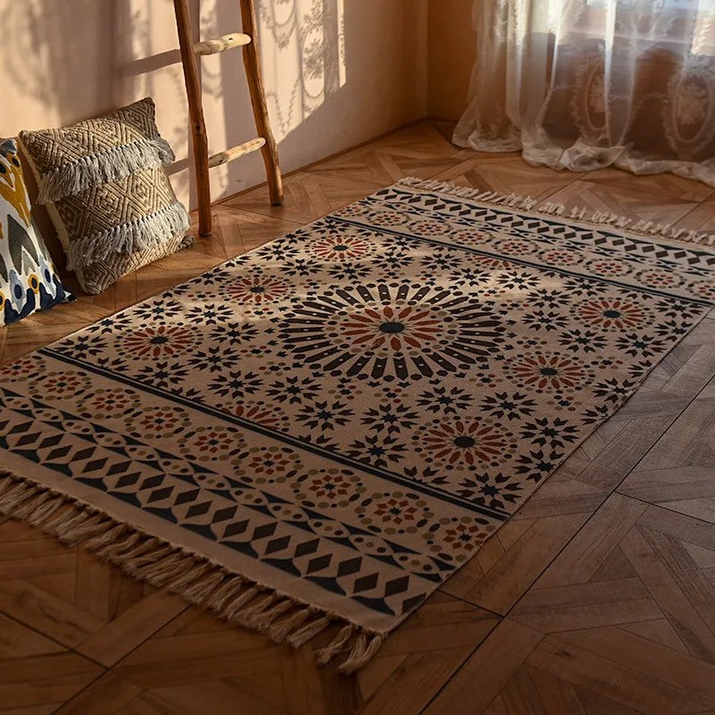 Коврик KADUO хлопковый лён для гостиной