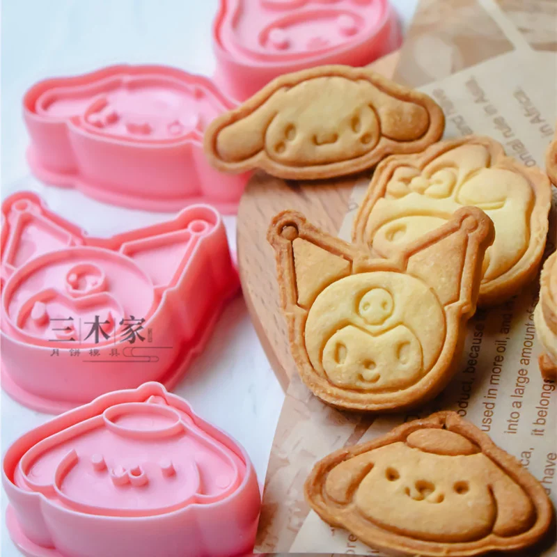 

Sanrio Kuromi PVC Biscuit Mould Cartoon Cookie Cutters 3D Pressable Stamp Kitchen Melody HelloKitty Accessories Baking Tool Gift