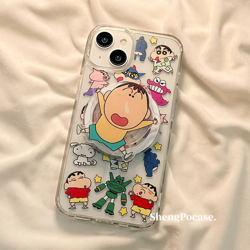 Crayon Shin-Chan Iphone 15 Pro max 12 13 14 милый чехол для мобильного телефона с магнитным