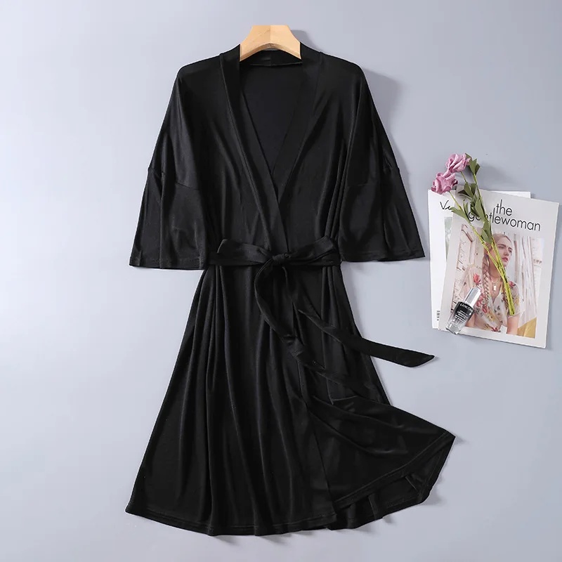 Flame Of Dream Women's Thin Bathrobe V-neck  Home Clothes Sexy And Comfortable Mulberry Silk  Bathrobe 22068