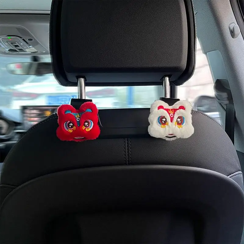 

Car Headrest Hooks Universal Hanger Storage Cute Dancing Lion Vehicle Back Seat Hook Wake Up Design Interior Accessories