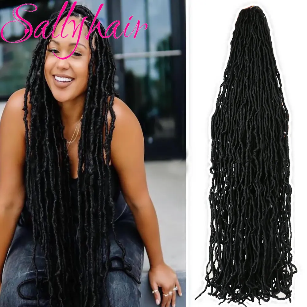 

Sallyhair Synthetic Goddess Faux Locs 36inch Long Nu Locs Crochet Braid Hair Ombre Black Crochet Braids Hair Extensions