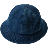 blue dyed kendo cloth basin hat japanese mens and womens cotton one size casual dome fisherman bucket hats