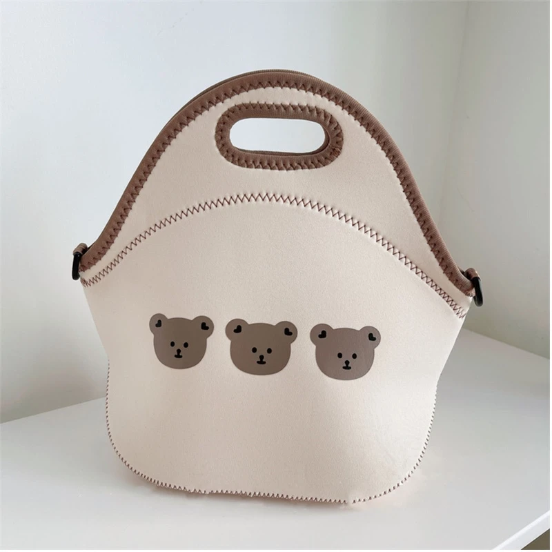 

Cartoon Bear Mummy Bag Mother and Baby Bag Crossbody Lunch Bags for Outdoor Traveling Camping Multifunctional Storage Bag