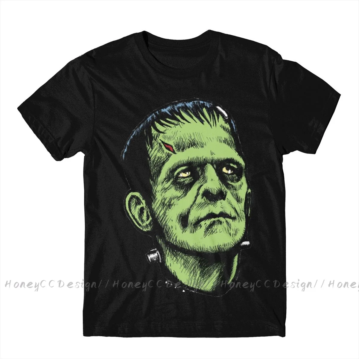 Фото Футболка Frankenstein Мужская, высокое качество, 100% хлопок, короткий винтажный ужас, летний рукав, асуальная рубашка, свободные футболки №2