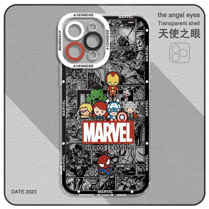 Прозрачная фотография для Oppo A95 A93 A76 A74 A55 A54 A53 A35 A31 A9 A16 A15 A12 A7 F9 F11 F17 F19 RENO 5 6 Мультяшные герои Marvel Мстители