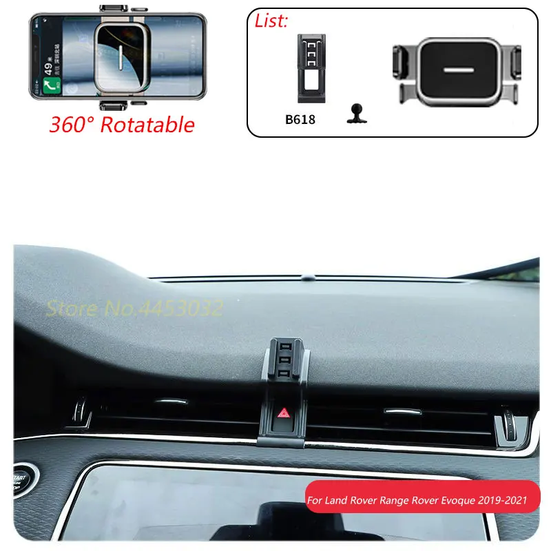 

Автомобильный держатель для телефона для Land Rover Range Rover Evoque 2019-2022, вращающаяся подставка, кронштейн для работы одной рукой, аксессуары