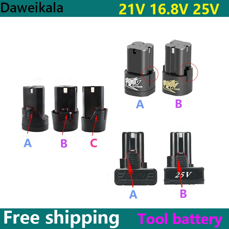 

New 25V 21V 16.8V 12V 18650 Lithium Li-ion Battery for Cordless Screwdriver Electric Drill Battery Power Tools Charger Battery