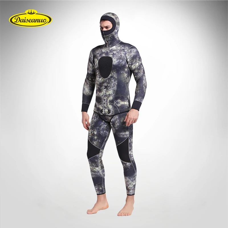 HOT 3mm Waterproof Neoprene Diving Hooded Wetsuit Camouflage Fishing Hunting Surf Dive Clothing Equipment Long Sleeve Body Suit