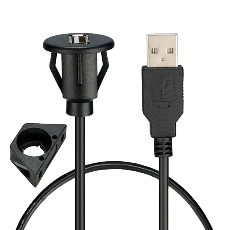 Фото USB 2.0 3.0 с маленьким отверстием, удлинительный кабель для крепления на панели заподлицо с пряжкой для автомобиля, грузовика, лодки, мотоцикла, приборной панели №3