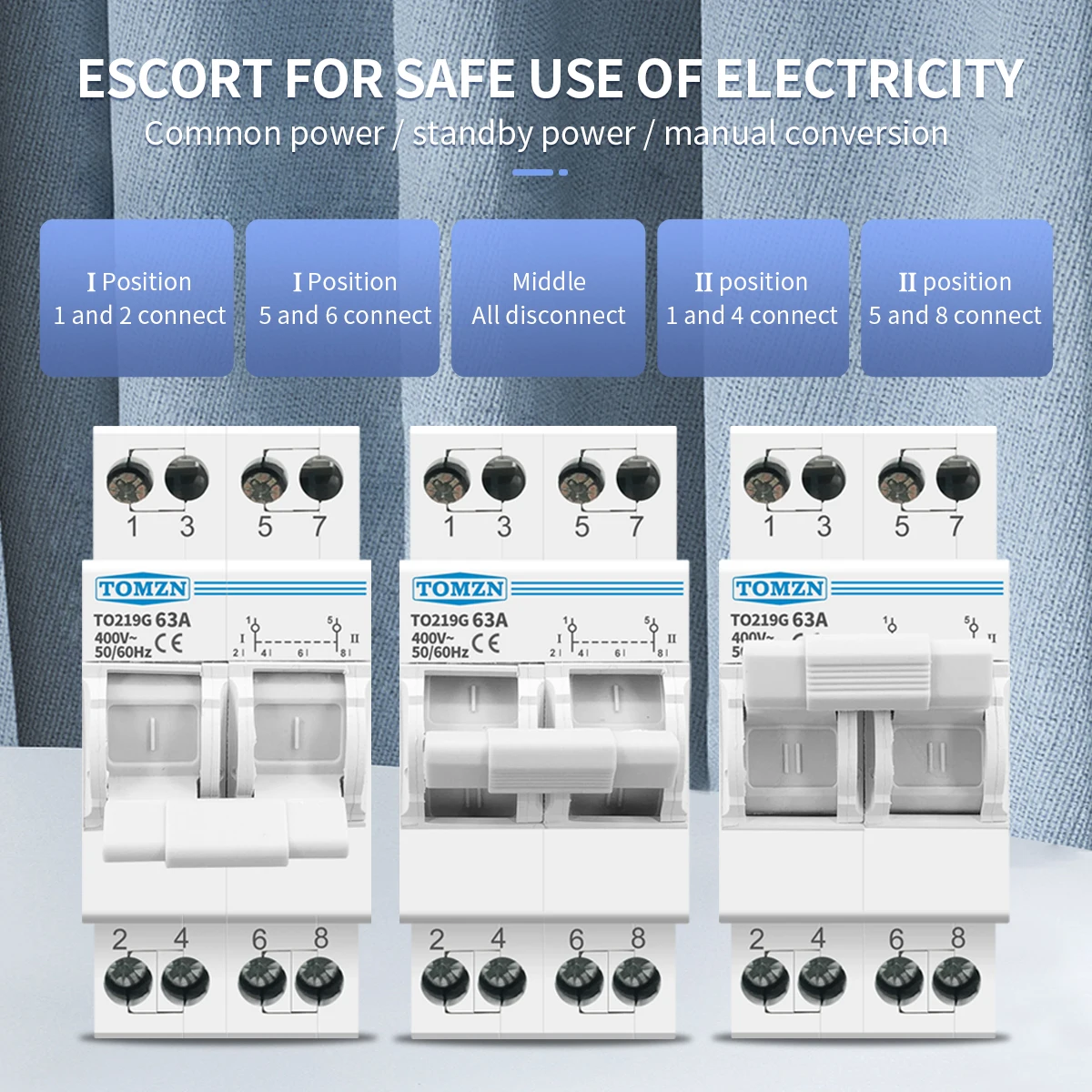 TOMZN 2P 63a MTS Двойной источник питания ручной переключатель изоляции блокировки