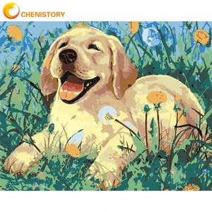 CHENISTORY Oil Painting Modern Colorful Picture DIY Painting By Numbers
Dog Acrylic Home Decor Living Room Unframed Gift