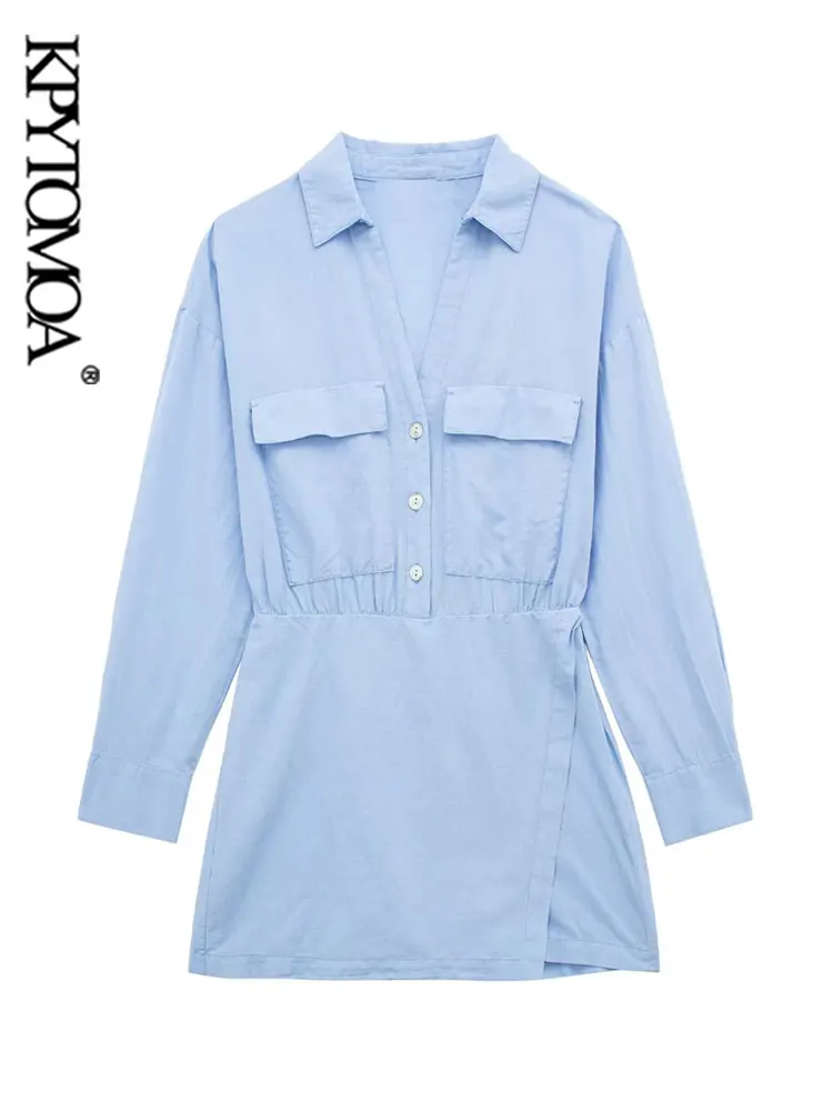 

KPYTOMOA Women Fashion With Pockets Linen Playsuits Vintage Long Sleeve Front Button Female Jumpsuits Mujer