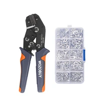 wozobuy sn 0325 crimping tool awg18 13with 320pcs terminals non insulated ring fork crimp brass terminals assortment kit