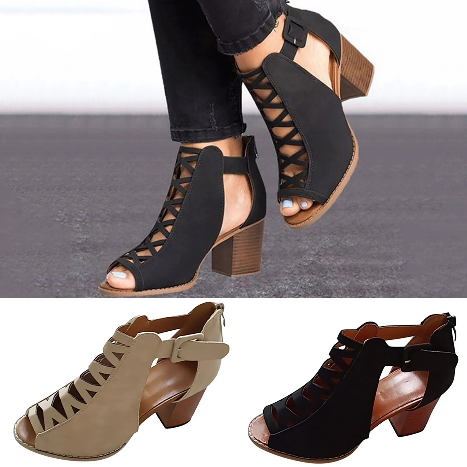 

Женская уличная однотонная обувь для отдыха; Модная дышащая обувь без шнуровки на высоком каблуке; Женская обувь в римском стиле Boho; Женская...