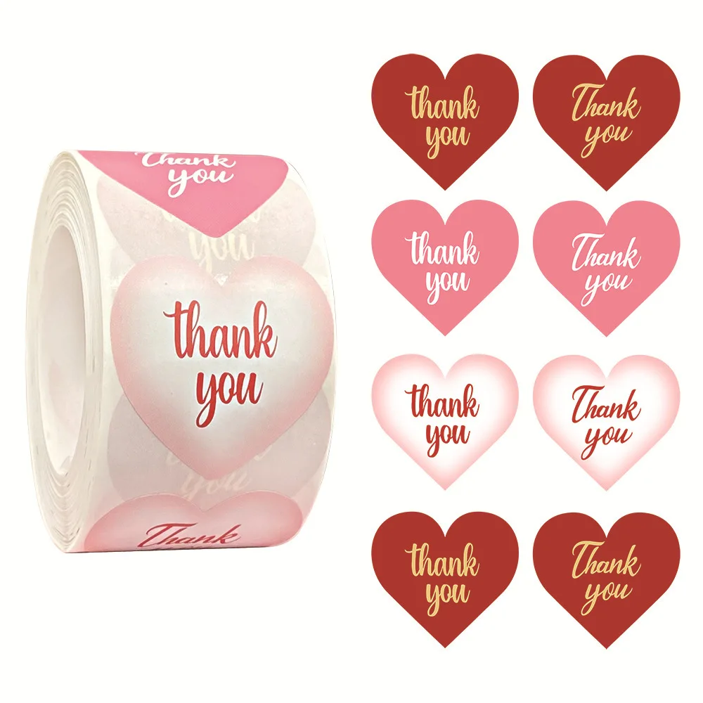 

Roll up thank you love sticker holiday decoration gift series self-adhesive sticker label
