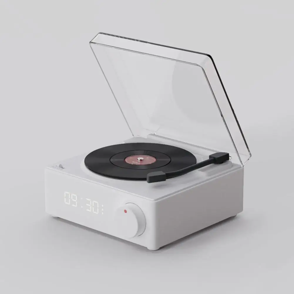 

Wireless Bluetooth-compatible Speaker Alarm Clock Cute Retro Vinyl Turntable Small Audio Desktop Ornament